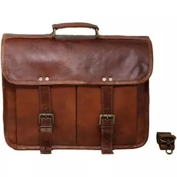 Кожаная винтажная сумка через плечо, сумка через плечо, коричневая сумка 16X12 дюймов 12 x 16 x 4 in коричневый