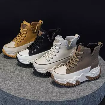 Кожаная внутренняя часть, увеличивающая рост, папины туфли, женская спортивная и досуговая обувь, универсальная женская обувь среднего размера на толстой подошве 34