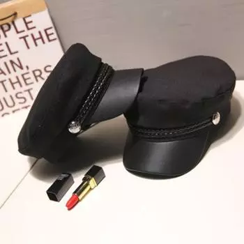 Кожаная военная шляпа, матросские шапки, капитанская кепка с плоским верхом, дорожная кадетская шляпа