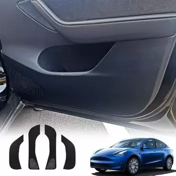 Кожаная защитная пленка для дверей автомобиля, защита от ударов, для Tesla 2022, модель 3 Y, защитные наклейки, карбоновая отделка автомобиля чёрный