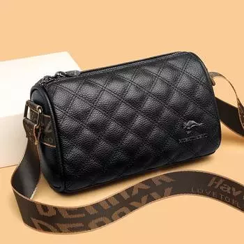 Кожаная женская модная сумка-мессенджер через плечо, первый слой, сумка-подушка из коровьей кожи хаки