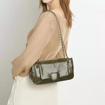 Кожаная женская сумка через плечо, новая модная сумка на одно плечо с цепочкой, маленькая квадратная сумка