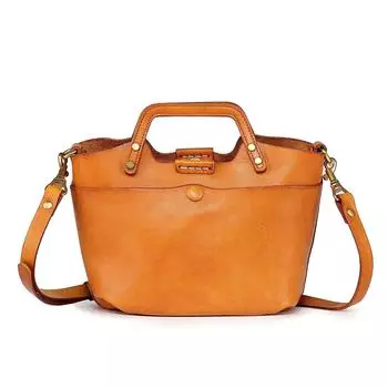 Кожаная женская сумка через плечо + простая и модная сумка-ведро + женская сумка в стиле ретро через плечо 25x18x13 бездна