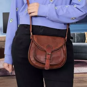 Кожаная женская сумка через плечо в винтажном стиле, натуральная коричневая сумка на плечо, кошелек ручной работы, подарок для матери, подруги, дочери, индивидуальный подарок 9 x 7 x 3 in коричневый