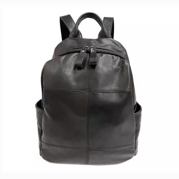 Кожаная женская сумка, черный первый слой, женский рюкзак из коровьей кожи, модная универсальная женская сумка, мягкая кожа чёрный