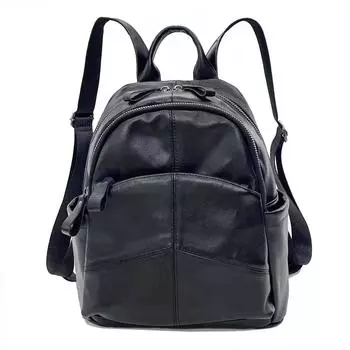 Кожаная женская сумка кожаный рюкзак большой емкости школьная сумка студенческий стиль рюкзак ретро сумка чёрный