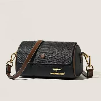 Кожаная женская сумка, маленькая женская модная сумка-мессенджер в форме цилиндра, сумка-подушка Boston, мягкая кожаная сумка серый