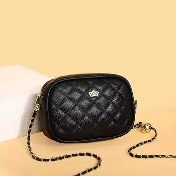 Кожаная женская сумка, первый слой, коровья кожа, ромб, маленькая квадратная сумка, модная, маленькая, с золотым шариком, сумка-мессенджер через плечо хаки