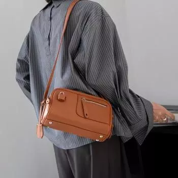 Кожаная женская сумка-подушка через плечо из кожи с косой ручкой, женская сумка Width 25 * Height 16 * Thick 11CM