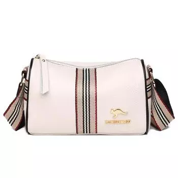 Кожаная женская сумка широкий плечевой ремень модная кожаная сумка через плечо кроссбоди подушка белый