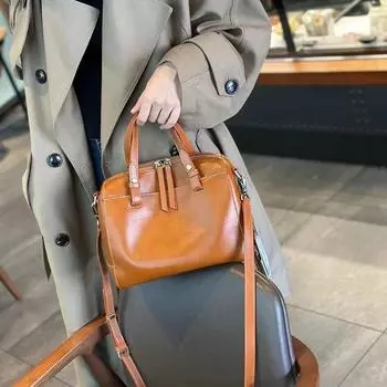 Кожаная женская сумка весна/лето сумка через плечо сумка через плечо для поездок на работу винтажная сумка-тоут 25H * 20W * 15Thick CM