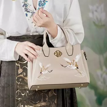 Кожаная женская сумка, высококачественная фактурная сумка, вышитая сумка для мам, сумка на одно плечо, сумка-тоут 27*13*20cm синий