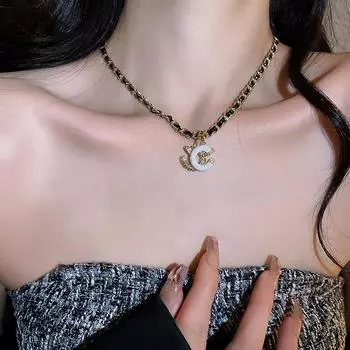 Кожаное черное ожерелье-цепочка, модное индивидуальное темпераментное женское ожерелье в стиле ретро, креативные ювелирные изделия, подарки