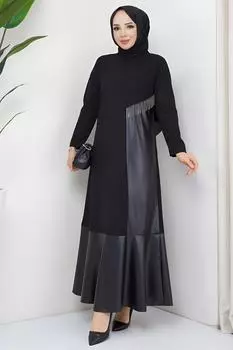 Кожаное длинное платье больших размеров