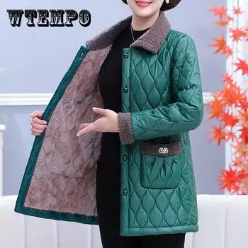 Кожаное хлопковое пальто с зимним бархатом и плотная хлопковая куртка темперамент средней и длинной длины, свободная одежда из хлопка большого размера XL