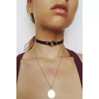 Кожаное колье, кожаное колье на шею 1 см