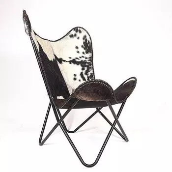 Кожаное кресло-бабочка - чехол из черно-белой коровьей кожи, складное кресло для домашнего декора, гостиной, улицы, подарок на новоселье