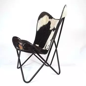 Кожаное кресло-бабочка - чехол из черно-белой коровьей кожи, складное кресло для домашнего декора, гостиной, улицы, подарок на новоселье
