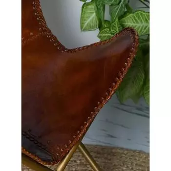 Кожаное кресло-бабочка ручной работы Кожаное кресло с акцентом Стул для гостиной BKF