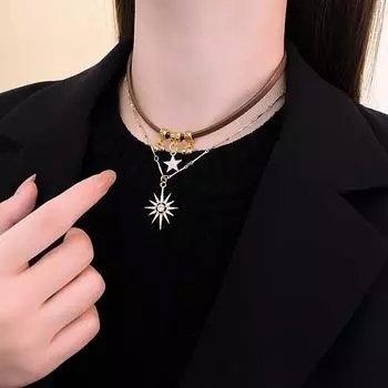 Кожаное ожерелье с бриллиантом Sun XINGX Bell, винтажное индивидуальное универсальное ожерелье с цепочкой на ключицы