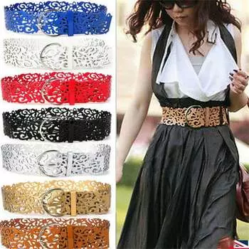 Кожаное платье, пояс для девочек, полые ремни, широкая пряжка, женский пояс, пояс для девочек, женский пояс 7cm* 110cm коричневый