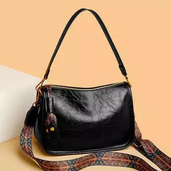 Кожаное плечевое масло с воском для женщин, высококачественная сумка через плечо, роскошная брендовая женская сумка-мессенджер