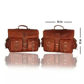 Кожаное седло для мотоцикла, 2 сумки, два коричневых седла, двусторонние сумки, кофры 15 X 11 X 5 коричневый