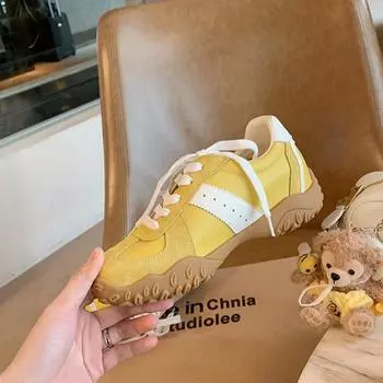 Кожаные ~ 7 см внутренние увеличивающие высоту туфли соответствующие цвету круглые носовые толстые подошвы немецкие кроссовки женские новые повседневные спортивные туфли туфли Forrest Gump 35