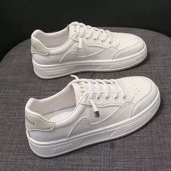 Кожаные белые туфли детские весенне-летние новые универсальные туфли с мягкой подошвой на платформе повседневная спортивная обувь обувь для сноубординга 35