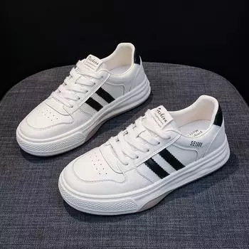 Кожаные белые туфли на толстой подошве, женские, весенние, новые, легкие, с мягкой подошвой, дышащие, повседневные, спортивные, модные туфли для сноуборда 35