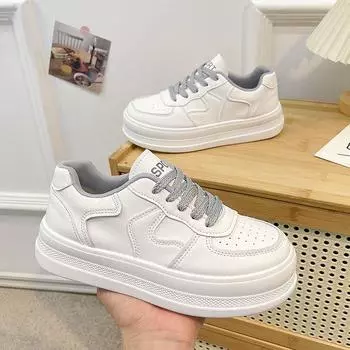 Кожаные белые туфли, увеличивающие рост, 5 см, женские туфли на платформе, новые весенние женские повседневные туфли на платформе для маффинов, женская обувь 35