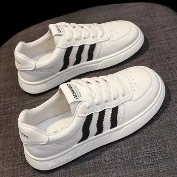 Кожаные белые туфли, женская обувь, ранняя осень, новые плоские кроссовки, легкие, мягкая подошва, повседневные кроссовки, туфли-лодочки 35