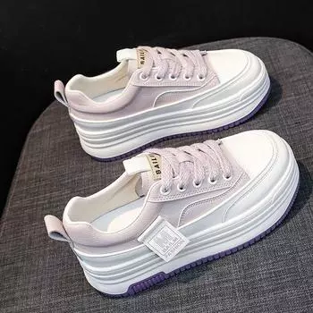 Кожаные белые туфли, женские летние дышащие туфли, детская весенне-осенняя новая обувь на толстой подошве, увеличивающая рост, повседневная спортивная обувь для сноуборда 35