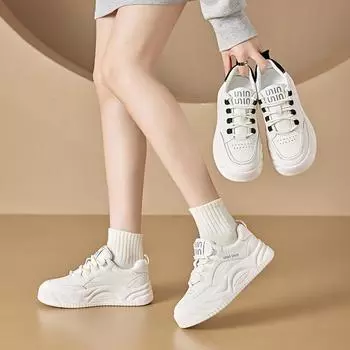 Кожаные белые туфли женские весенние новые универсальные повседневные туфли на платформе с мягкой подошвой повседневные туфли на платформе небольшого размера 32