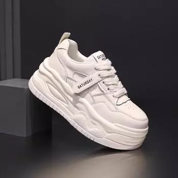 Кожаные белые туфли женские весенние новые женские удобные простые кроссовки на платформе повседневные универсальные цветовые сочетания женские туфли 35 чёрный