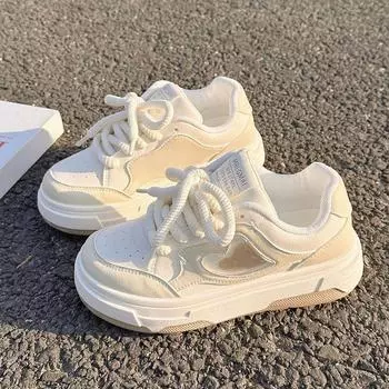 Кожаные белые туфли женские весенние новые женские удобные простые кроссовки на платформе повседневные универсальные цветовые сочетания женские туфли 35 красный