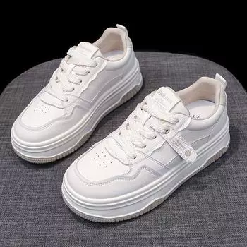Кожаные белые туфли женские весенние новые женские удобные простые кроссовки на платформе повседневные универсальные цветовые сочетания женские туфли 35 абрикосовый