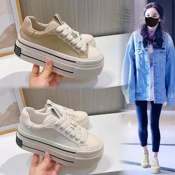 Кожаные белые туфли женские весенние туфли на платформе повседневная обувь спортивная обувь для женщин 35