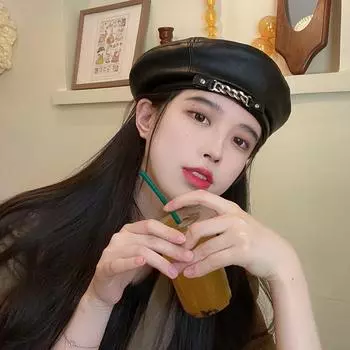 Кожаные береты с цепочкой, женская осенне-зимняя винтажная восьмиугольная повседневная элегантная вечерняя уличная шляпа художника для женщин L58-60cm хаки