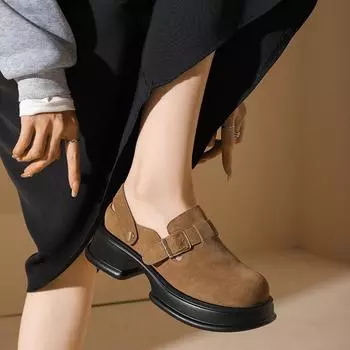 Кожаные биркенштоки на толстой подошве, женские ленивые полутапочки без шнуровки на мягкой подошве, универсальные кожаные туфли Мэри Джейн в японском стиле ретро