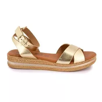 Кожаные босоножки цвета платины и золота Женский CARLA TORTOSA 40 золотой