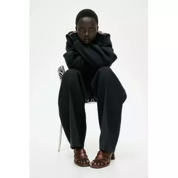 Кожаные босоножки на каблуке HM Коричневые