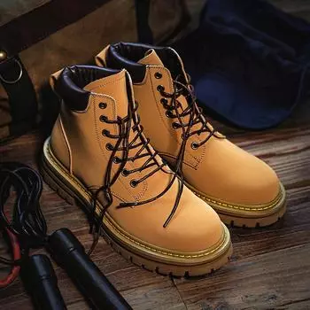 Кожаные ботинки Martin для мужчин и женщин, пара ботинок в ретро-британском стиле, большие желтые ботинки Kick Not Rotten на толстой подошве 36 women s shoes жёлтый