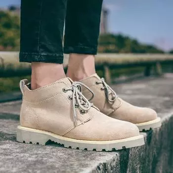 Кожаные ботинки Martin, мужские британские короткие ботинки, повседневные ботинки из кашемира с большой головой, ботинки Retro Tooling, водонепроницаемые альпинистские ботинки, ботинки Locomotive 35 светло-коричневого