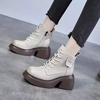 Кожаные ботинки Martin на толстой подошве, винтажные короткие ботинки 34 чёрный