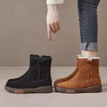 Кожаные ботинки Martin, зимние ботинки, хлопковая обувь 35 чёрный