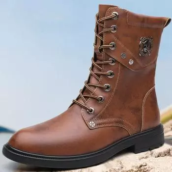 Кожаные ботинки мужские ботильоны мужские зимние ботинки высокие мужские ботинки водонепроницаемые черные мужские ботинки кожаные ботинки 38 чёрный