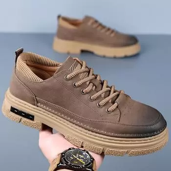 Кожаные ботинки мужские на шнуровке британские сухожилия крупного рогатого скота подошвы толстые подошвы мотоциклетные туфли мужские Zapato формальные черные туфли мужские мокасины 38 чёрный