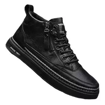 Кожаные ботинки мужские высокие повседневные туфли для мужчин трендовые туфли на молнии для ходьбы на плоской подошве зимняя обувь вулканизированные ботильоны новые Zapatillas Hombre 39