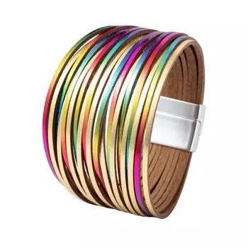 Кожаные браслеты для женщин Многослойные полоски в стиле бохо с широкой оберткой Ювелирные аксессуары